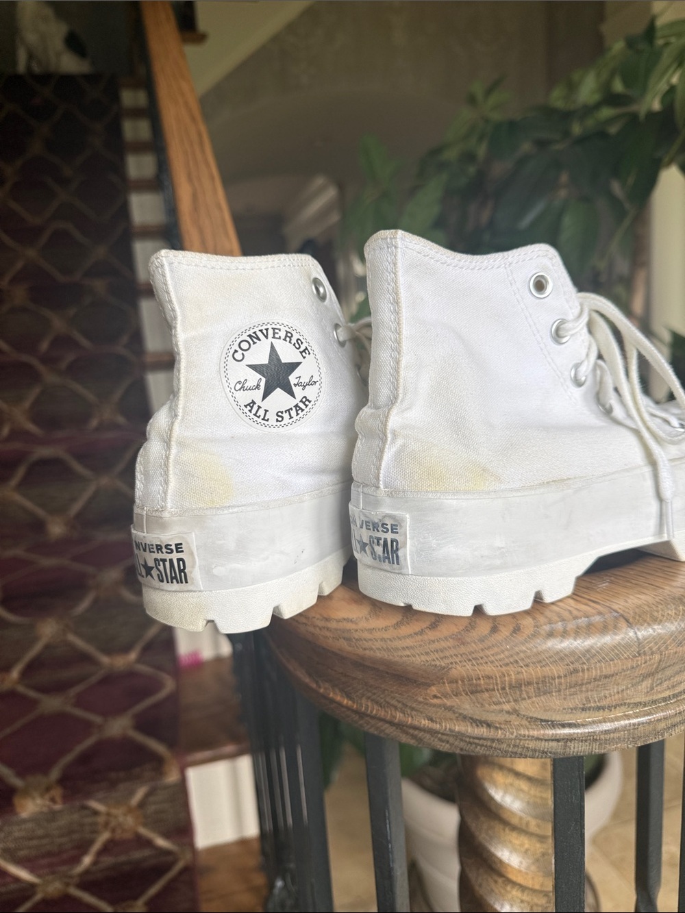 CONVERSE Chuck Taylor ALL STAR platform sneakers, white size 7 preowned - Picture 4 of 10